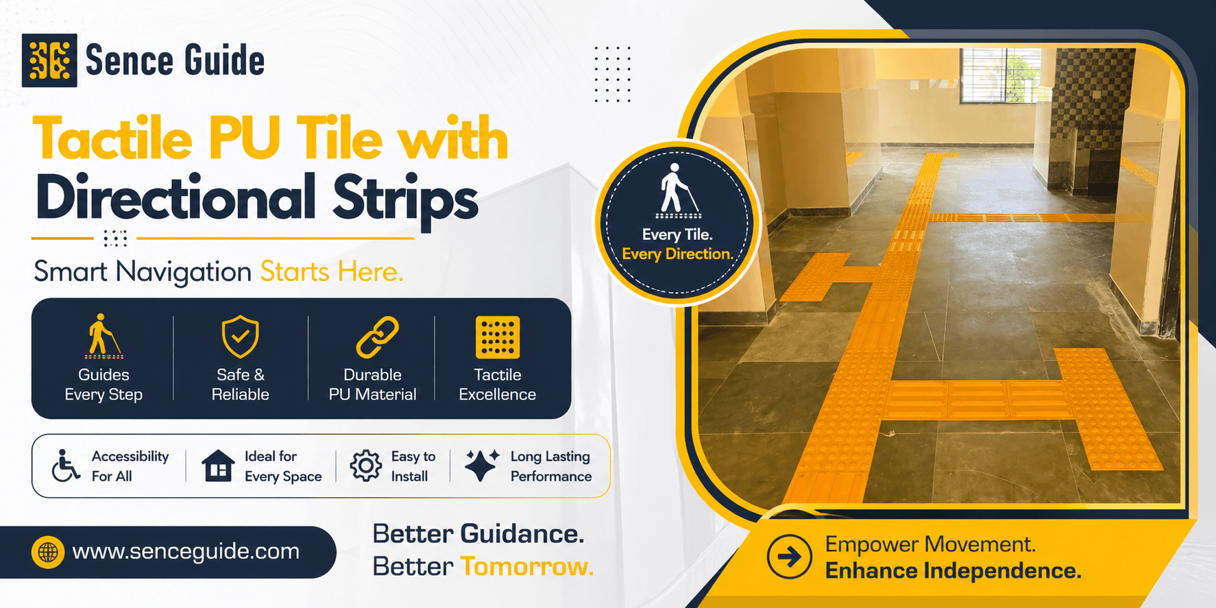 Tactile PU Tile with Directional Strips