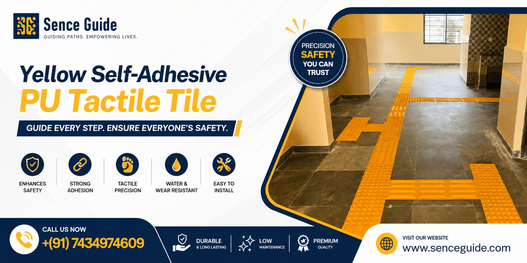 Yellow Self-Adhesive PU Tactile Tile