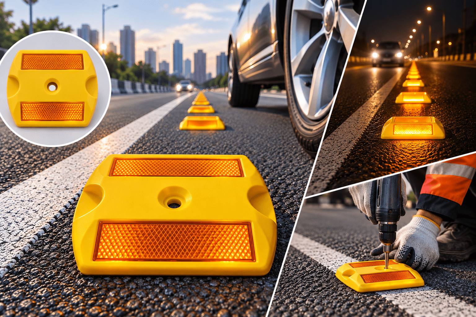 Yellow Road Stud Usage
